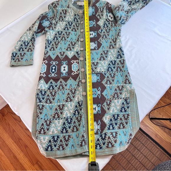 Soft Surroundings Tapestry Duster Long Sweater Cardigan Southwest Aztec - Picture 7 of 11